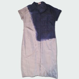 Thomas Pink - Silk Shirt Dress in Gray and Navy